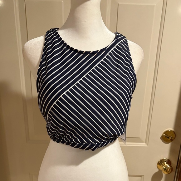 Athleta Other - NWT Athleta Navy White Striped Offshore Reversible Bikini Swim Top XL UPF 50+